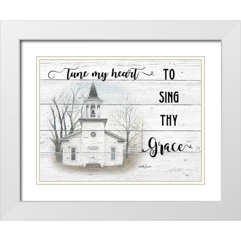 Tune My Heart White Modern Wood Framed Art Print with Double Matting by Jacobs, Billy