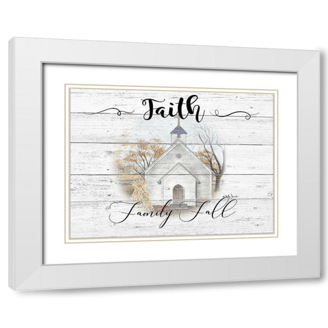 Faith-Family-Fall White Modern Wood Framed Art Print with Double Matting by Jacobs, Billy