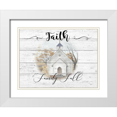 Faith-Family-Fall White Modern Wood Framed Art Print with Double Matting by Jacobs, Billy