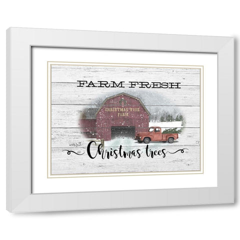 Farm Fresh Christmas Trees White Modern Wood Framed Art Print with Double Matting by Jacobs, Billy