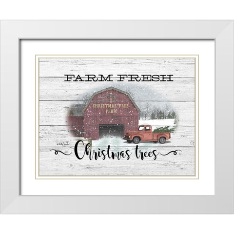 Farm Fresh Christmas Trees White Modern Wood Framed Art Print with Double Matting by Jacobs, Billy