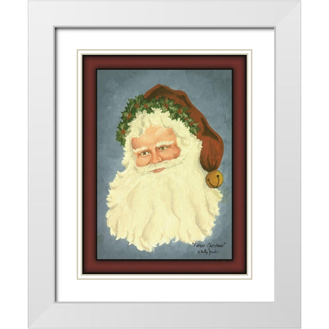 Father Christmas White Modern Wood Framed Art Print with Double Matting by Jacobs, Billy