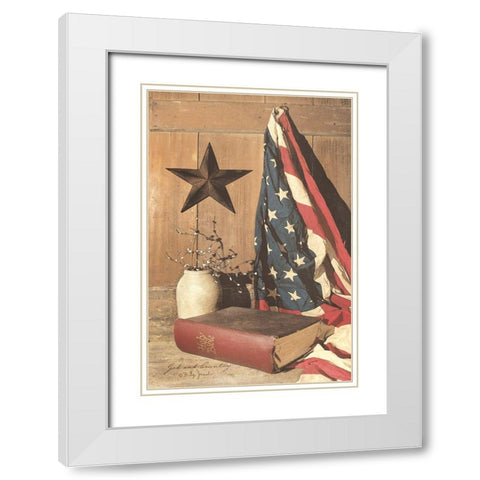 God and Country White Modern Wood Framed Art Print with Double Matting by Jacobs, Billy