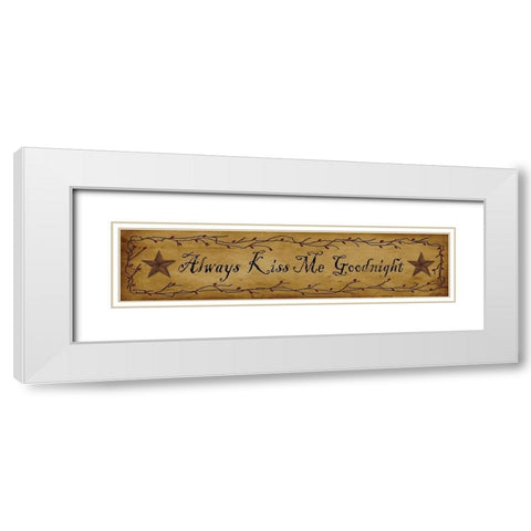 Always Kiss      White Modern Wood Framed Art Print with Double Matting by Jacobs, Billy