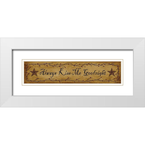 Always Kiss      White Modern Wood Framed Art Print with Double Matting by Jacobs, Billy