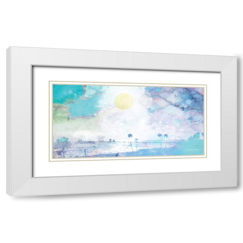 Palm Beach in Blue White Modern Wood Framed Art Print with Double Matting by Bluebird Barn