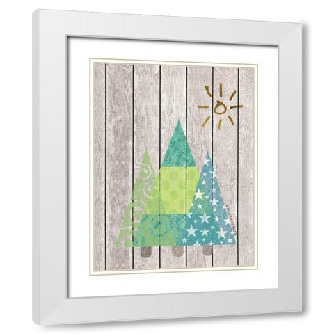 Whimsical Trees Under the Sun White Modern Wood Framed Art Print with Double Matting by Bluebird Barn
