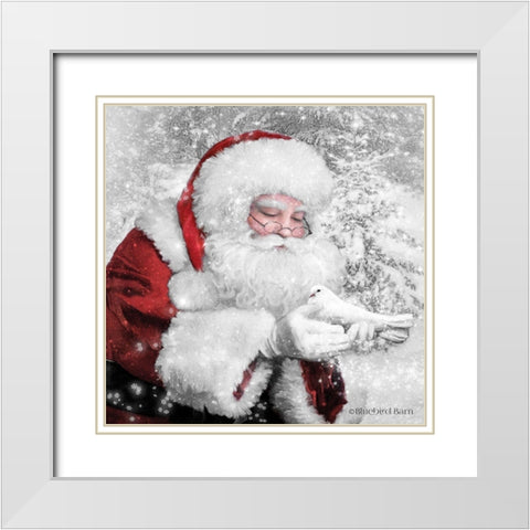 Santas Little Friend  White Modern Wood Framed Art Print with Double Matting by Bluebird Barn