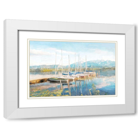Blue Sky Fishing Day White Modern Wood Framed Art Print with Double Matting by Bluebird Barn