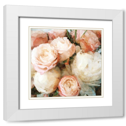 English Rose Garden     White Modern Wood Framed Art Print with Double Matting by Bluebird Barn