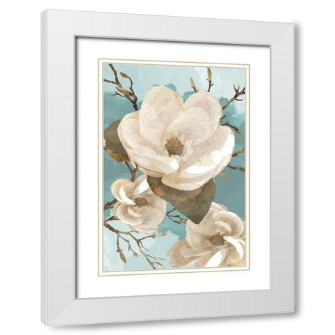 Magnolia II White Modern Wood Framed Art Print with Double Matting by Bluebird Barn