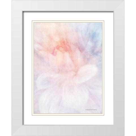 Soft Dahlia Pastel Peach Lilac White Modern Wood Framed Art Print with Double Matting by Bluebird Barn