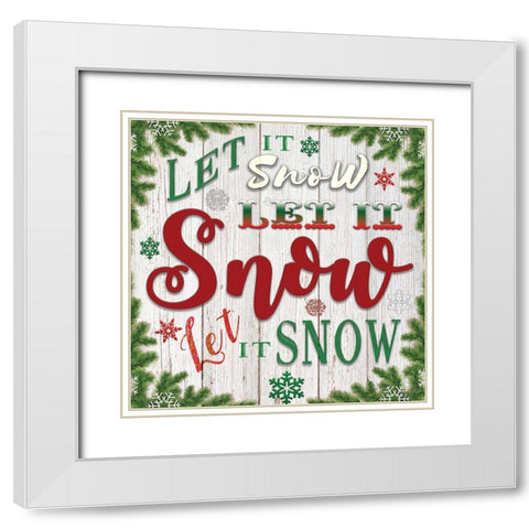 Let It Snow White Modern Wood Framed Art Print with Double Matting by Bluebird Barn