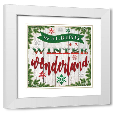 Walking in a Winter Wonderland White Modern Wood Framed Art Print with Double Matting by Bluebird Barn