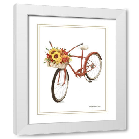 Fall Bike White Modern Wood Framed Art Print with Double Matting by Bluebird Barn
