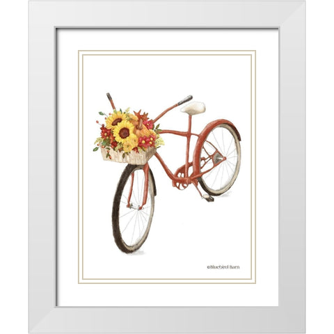 Fall Bike White Modern Wood Framed Art Print with Double Matting by Bluebird Barn