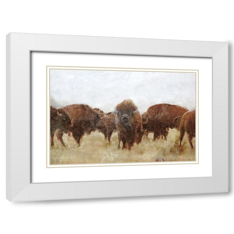 Buffalo White Modern Wood Framed Art Print with Double Matting by Bluebird Barn