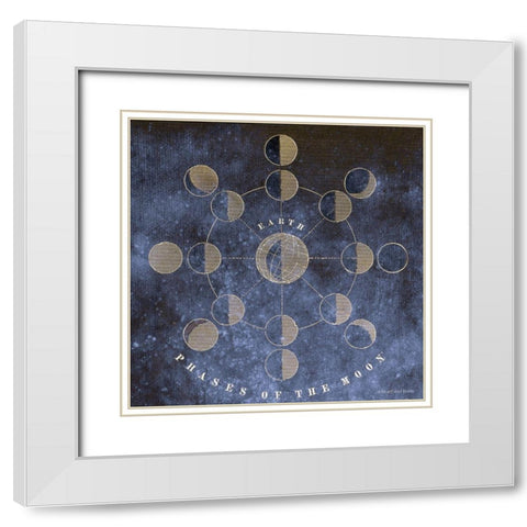 Vintage Celestial Moons White Modern Wood Framed Art Print with Double Matting by Bluebird Barn