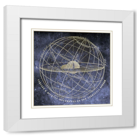 Vintage Celestial Planets White Modern Wood Framed Art Print with Double Matting by Bluebird Barn