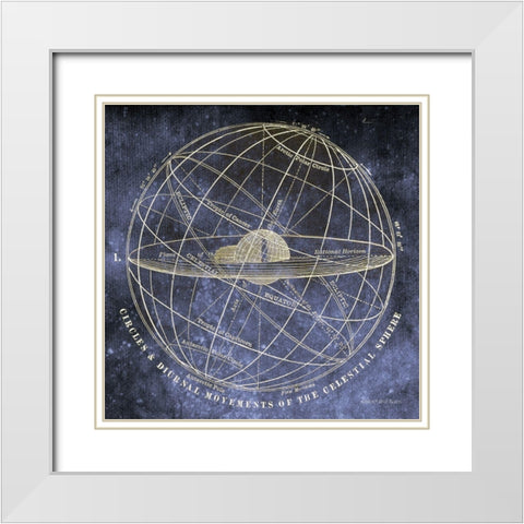 Vintage Celestial Planets White Modern Wood Framed Art Print with Double Matting by Bluebird Barn