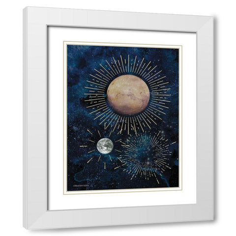 Gold Celestial Rays I White Modern Wood Framed Art Print with Double Matting by Bluebird Barn