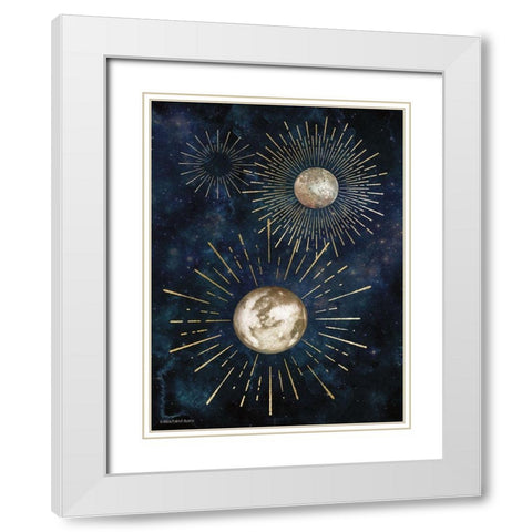 Gold Celestial Rays IV White Modern Wood Framed Art Print with Double Matting by Bluebird Barn