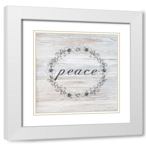 Peace White Modern Wood Framed Art Print with Double Matting by Bluebird Barn