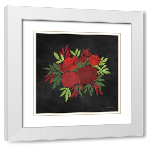 Red Flowers White Modern Wood Framed Art Print with Double Matting by Bluebird Barn