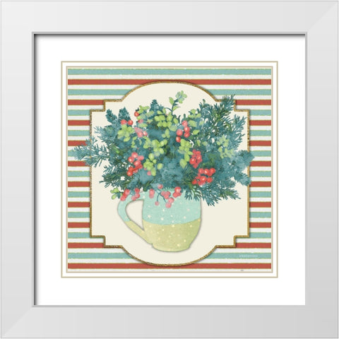 Evergreen Centerpiece I  White Modern Wood Framed Art Print with Double Matting by Bluebird Barn