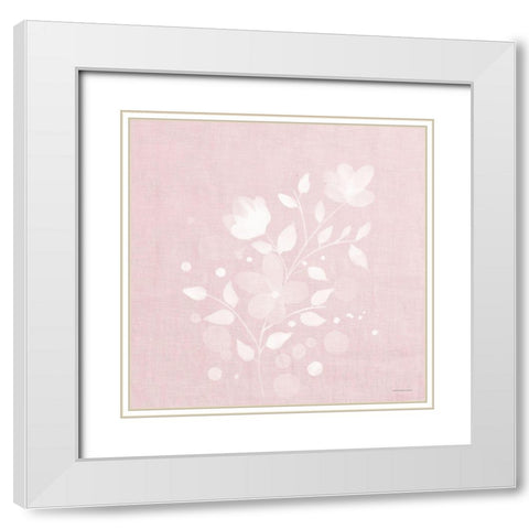 Pink Flower Bunch II     White Modern Wood Framed Art Print with Double Matting by Bluebird Barn