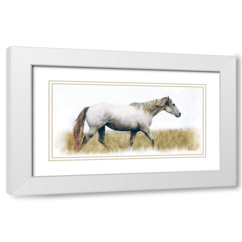 White Horse    White Modern Wood Framed Art Print with Double Matting by Bluebird Barn