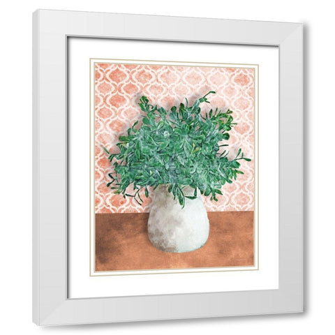 Terra Greenery White Modern Wood Framed Art Print with Double Matting by Bluebird Barn
