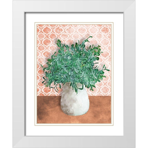 Terra Greenery White Modern Wood Framed Art Print with Double Matting by Bluebird Barn