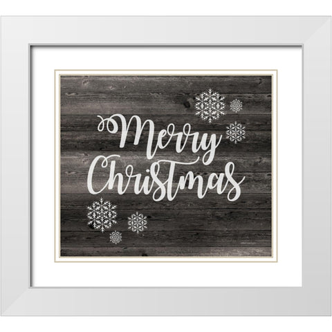 Merry Christmas White Modern Wood Framed Art Print with Double Matting by Bluebird Barn