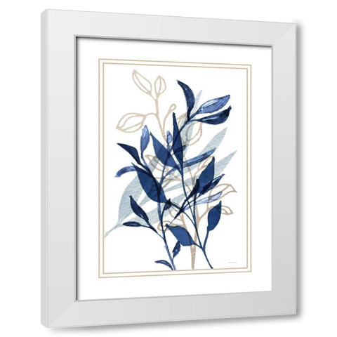 Botanical Blues I White Modern Wood Framed Art Print with Double Matting by Bluebird Barn