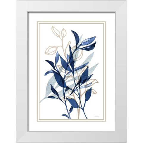 Botanical Blues I White Modern Wood Framed Art Print with Double Matting by Bluebird Barn