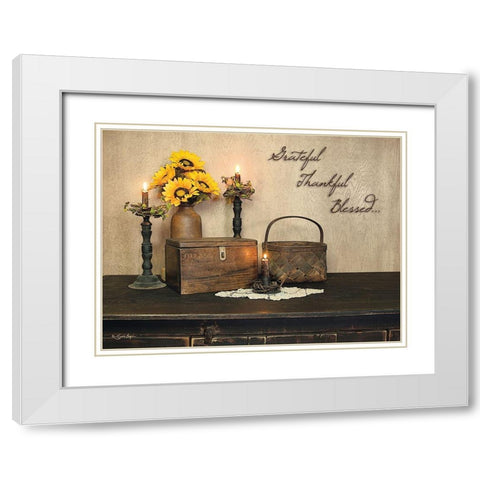 Grateful, Thankful, Blessed White Modern Wood Framed Art Print with Double Matting by Boyer, Susie