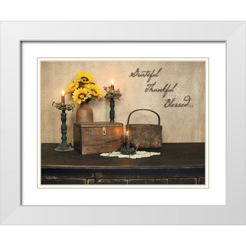 Grateful, Thankful, Blessed White Modern Wood Framed Art Print with Double Matting by Boyer, Susie