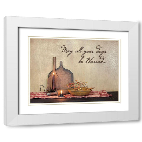 May All Your Days be Blessed White Modern Wood Framed Art Print with Double Matting by Boyer, Susie