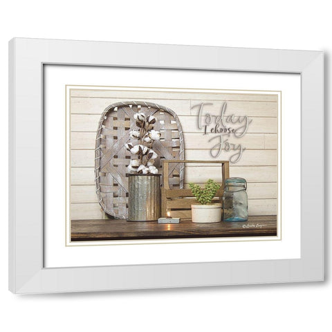 Today I Choose Joy White Modern Wood Framed Art Print with Double Matting by Boyer, Susie