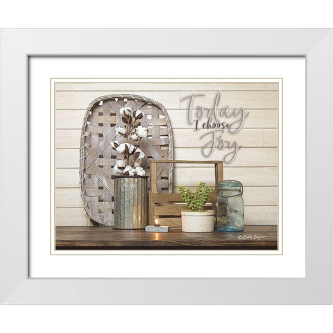 Today I Choose Joy White Modern Wood Framed Art Print with Double Matting by Boyer, Susie
