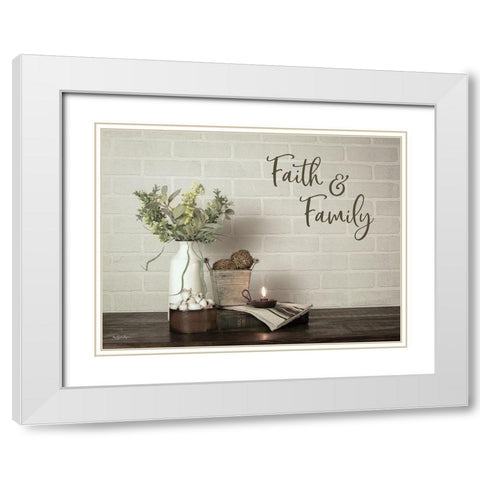 Faith and Family White Modern Wood Framed Art Print with Double Matting by Boyer, Susie