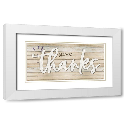 Give Thanks White Modern Wood Framed Art Print with Double Matting by Boyer, Susie