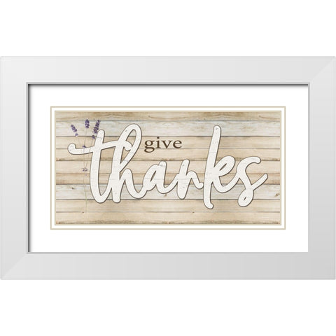 Give Thanks White Modern Wood Framed Art Print with Double Matting by Boyer, Susie