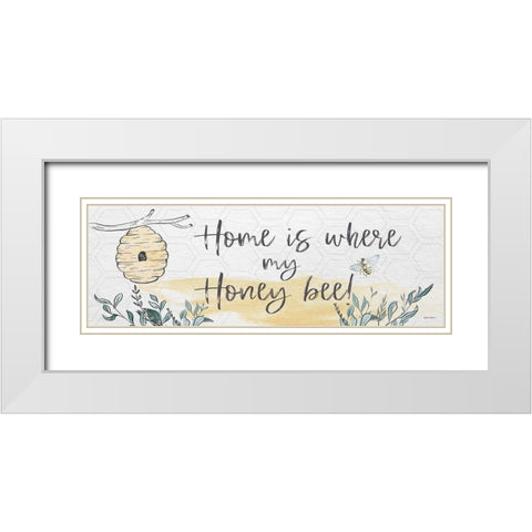 Home Is Where My Honey Bee   White Modern Wood Framed Art Print with Double Matting by Boyer, Susie