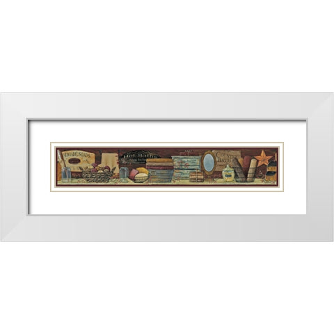 Country Bath Shelf White Modern Wood Framed Art Print with Double Matting by Britton, Pam