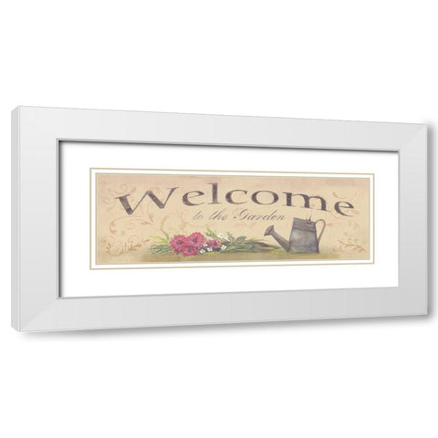 Welcome to the Garden White Modern Wood Framed Art Print with Double Matting by Britton, Pam