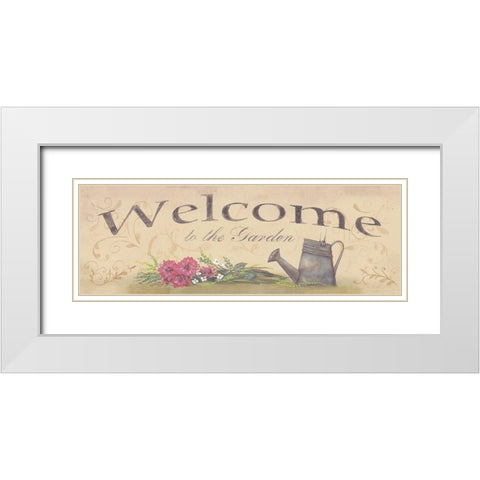 Welcome to the Garden White Modern Wood Framed Art Print with Double Matting by Britton, Pam