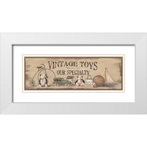 Antique Toys White Modern Wood Framed Art Print with Double Matting by Britton, Pam