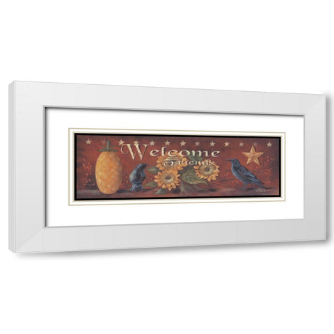 Welcome Friends  White Modern Wood Framed Art Print with Double Matting by Britton, Pam